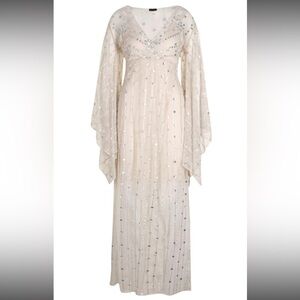 Boohoo Cream and Silver Kimono Maxi dress